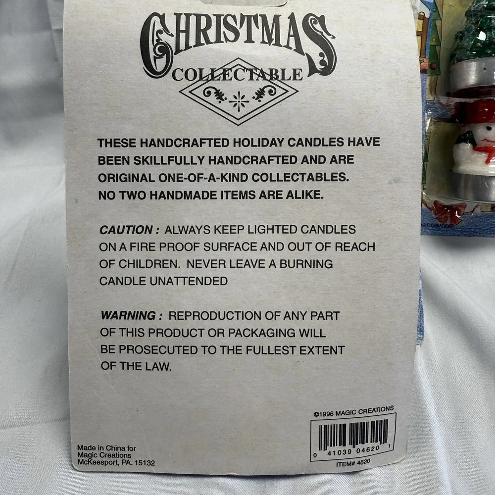 Vintage Set 4 Christmas Tea Light Candles New Old Stock Santa Tree Angel Snowman